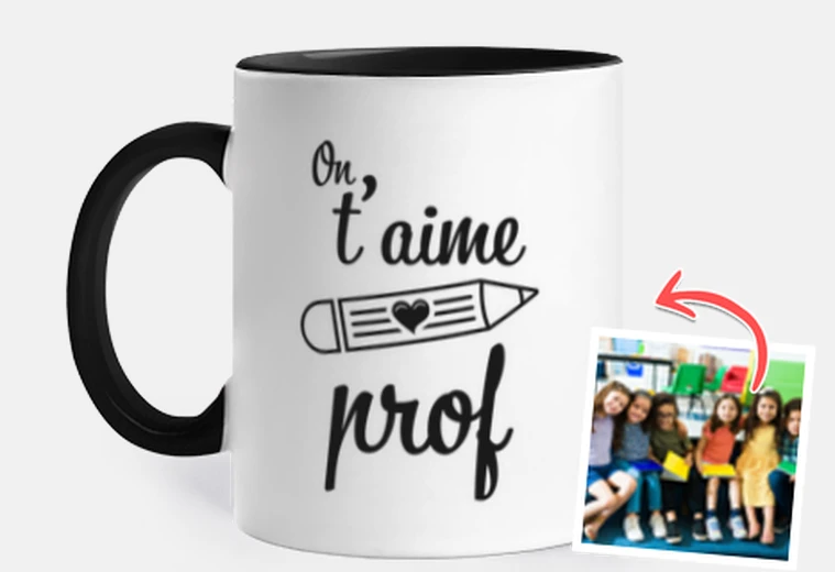 mug on t aime prof avec photo personnalisable