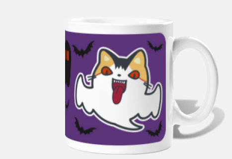 mug lick or treat cat ghost grave