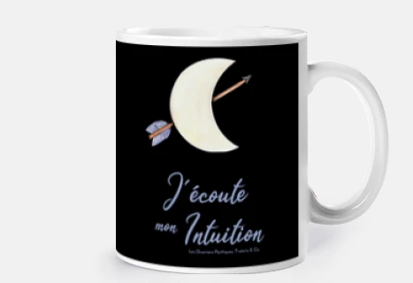 Mug Lune avec Flèche, mon Intuition - Noir