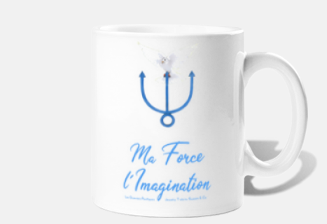 Mug Neptune avec Colombe, Mon Imagination - Blanc