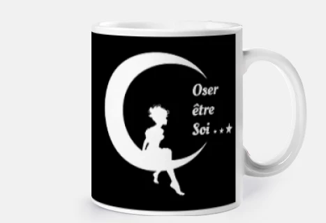 Mug Oser être Soi avec Lune et Fée - Noir