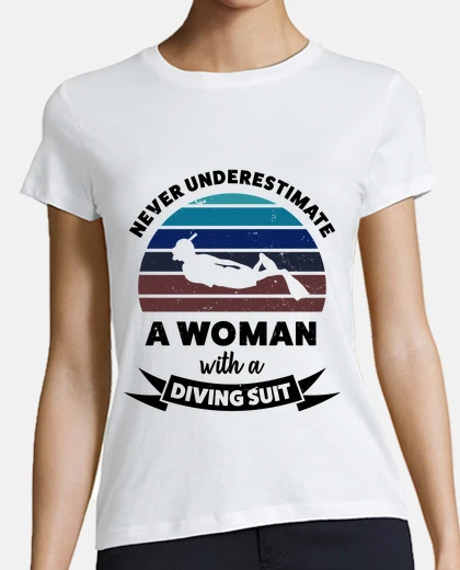 Playera mujer con traje de buceo divertido rega