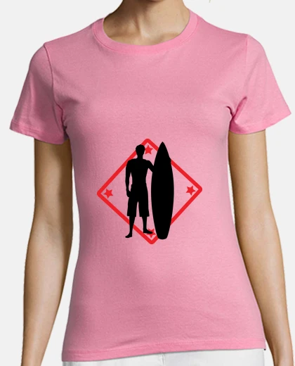 Playera mujer de la camisa de surf,, calidad superior de color rosa