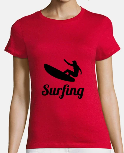 Playera mujer de la camisa de surf, naranja de calidad, superior