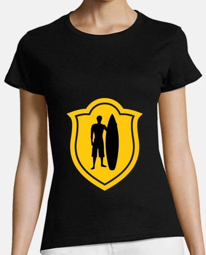Playera mujer de la camisa de surf, negro, mejor calidad