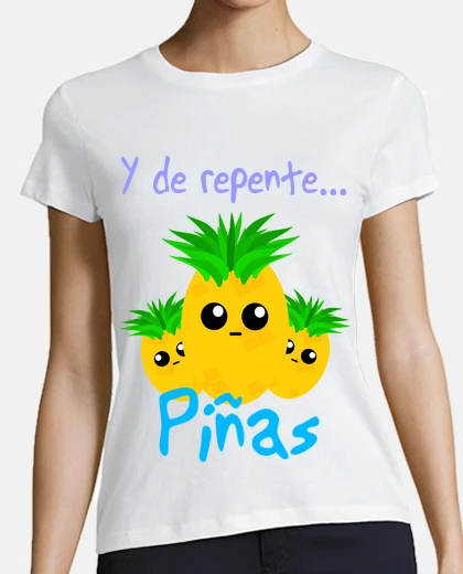 Camiseta Mujer, estilo béisbol, blanca y azul marino