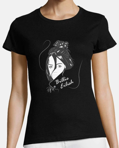 Camiseta Mujer, manga corta, negra, calidad premium