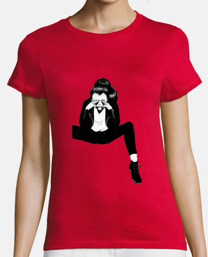 Camiseta Mujer, manga corta, roja, calidad premium