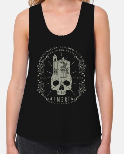 Camiseta Mujer, sin mangas, negra
