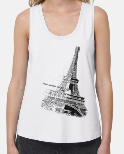 Camiseta Mujer, tirantes anchos & Loose Fit, blanca