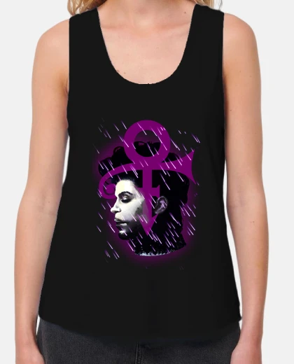 Camiseta Mujer, tirantes anchos & Loose Fit, negra