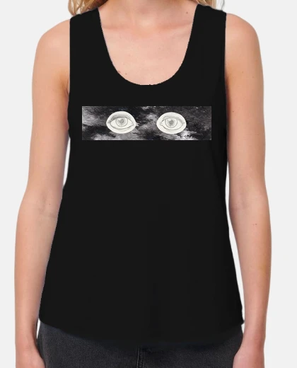 Camiseta Mujer, tirantes anchos Loose Fit, negra