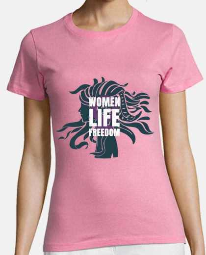Camiseta mujer vida libertad pelo al viento