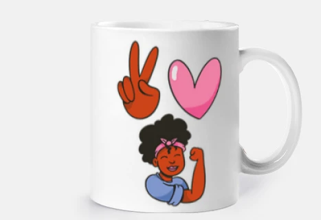 mujer africana comprometida paz amor taza personalizable café té