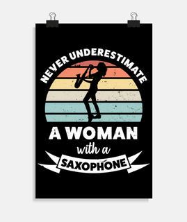mujer con un saxofón divertido regalo m