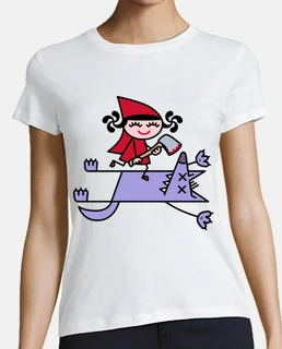 Mujer, estilo béisbol, blanca y roja