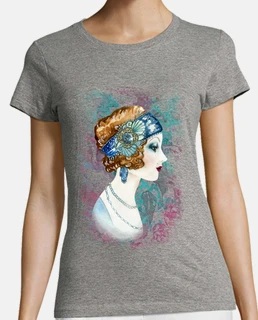Mujer, manga corta, azul cielo, calidad premium