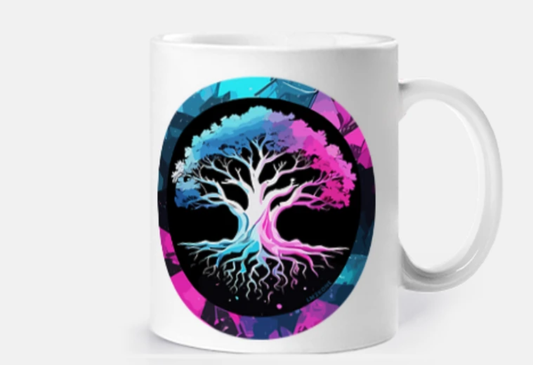 Cup multi-colored tree of life