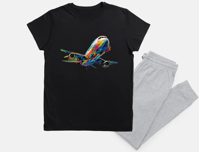 Pyjama multicolored airplane vibrant flight