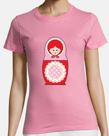 Playera Muñeca rusa roja y rosa