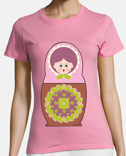 Playera Muñeca rusa rosa y canela