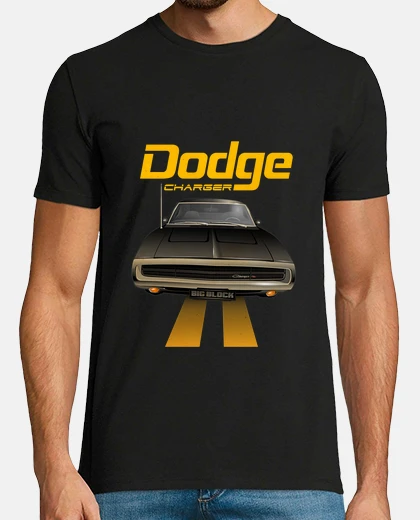 Tee-shirt Muscle Car Dodge Charger Noire 1970