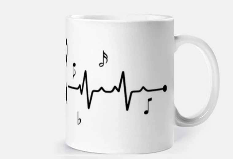 Cup music electrocardiogram fun coffee mug tea mate