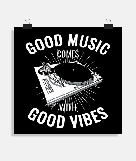 Poster music record player vinyl poster good music comes with good vibes