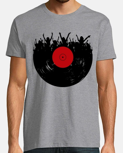 T-shirt musica retrò per feste con dischi in vi