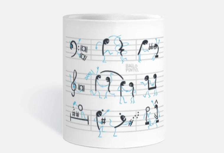 Cup musical notes dancing salsa