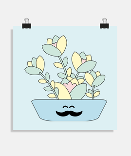 mustachioed succulents - poster