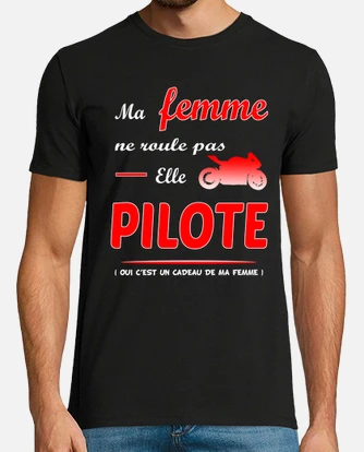 My wife pilot biker humor t shirt tostadora