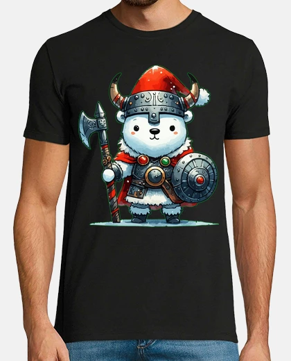 T-shirt natale orso polare vichingo kawaii nata