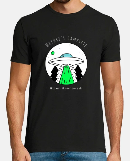 Playera Nature Campsite Alien Approved, Camiseta Divertida UFO Camping