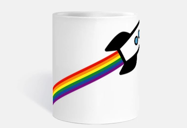 Taza nave espacial estela bandera lgbt