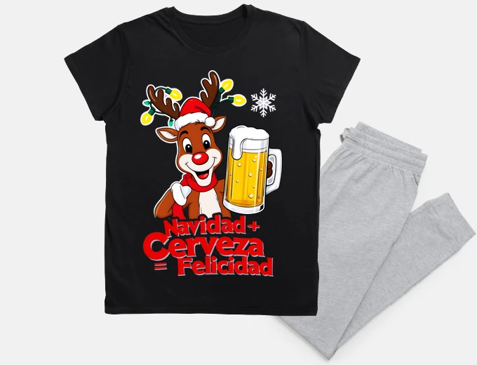 Pajama navidad cerveza felicidad christmas rei