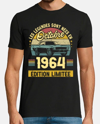 Tee-shirt Né En Octobre 1964 60 Ans Anniversaire