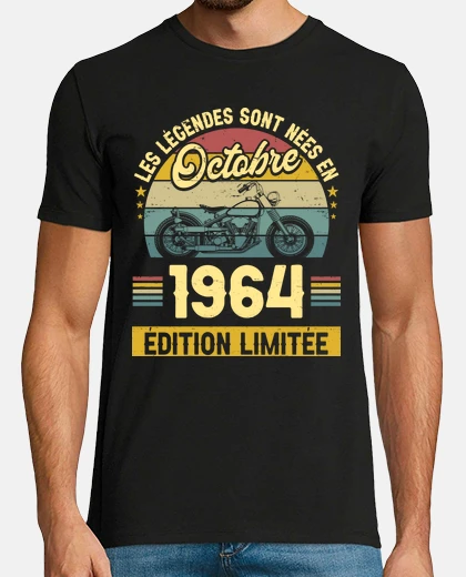 Tee-shirt Né En Octobre 1964 60 Ans Anniversaire