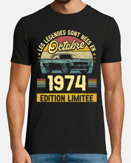 Tee-shirt Né En Octobre 1974 50 Ans Anniversaire