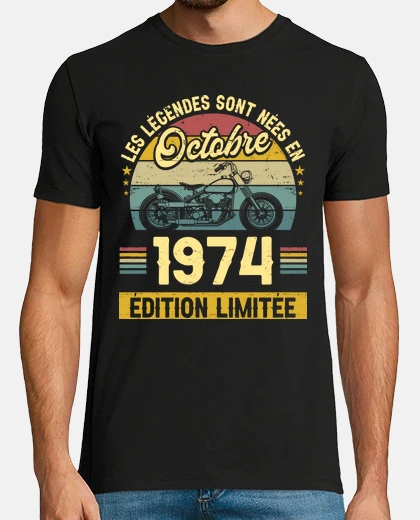 Tee-shirt Né En Octobre 1974 50 Ans Anniversaire