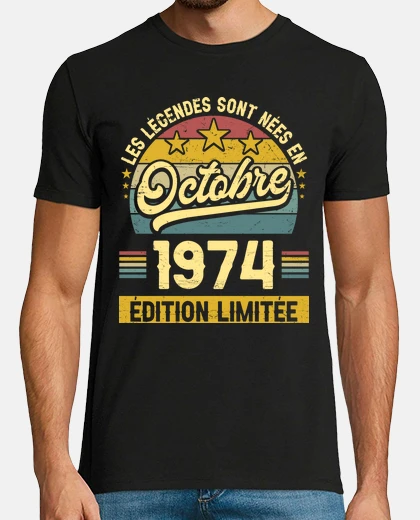 Tee-shirt Né En Octobre 1974 50 Ans Anniversaire