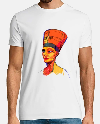 Camiseta Nefertiti by Aitana Perez / Hombre, manga corta, blanco, calidad extra