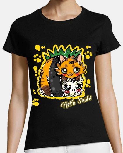 Tee-shirt neko femme sushi saumon
