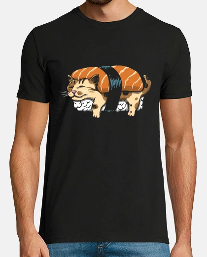 Camiseta neko sushi camisa para hombre