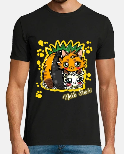 Camiseta neko sushi hombre salmone-
