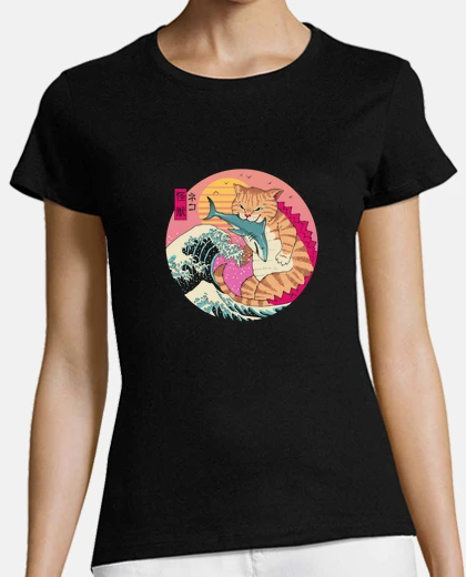 Playera neko wave kaiju camisa mujer
