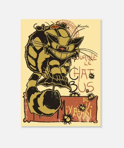 Tableau Nekobus, le chat noir
