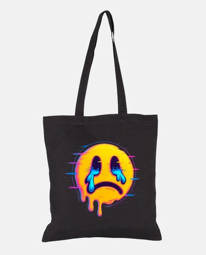 Bag neon glitch sad emoji