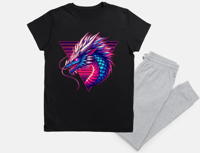 Pyjama Neon Retro dragon magical Creature