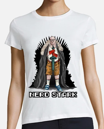 Camiseta nerd stark blanca chica laTostadora